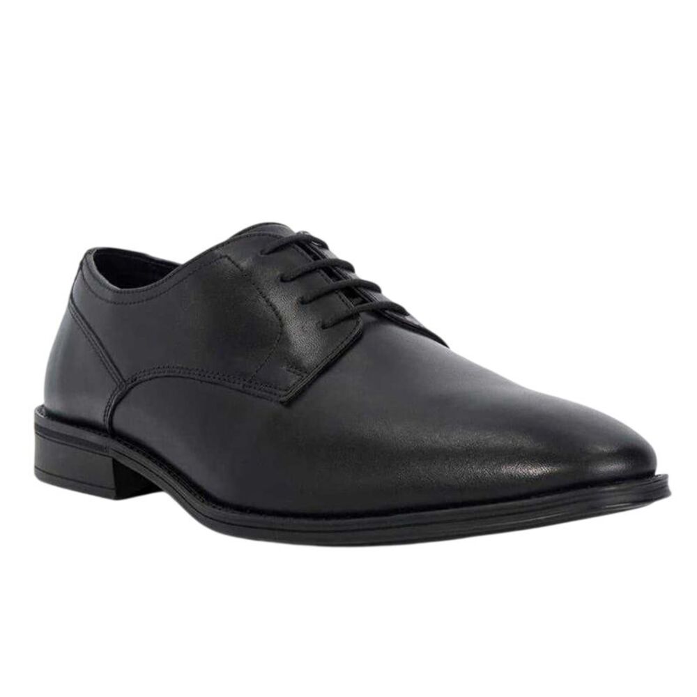 Dune London Mens Leather Low Block Heel Oxfords / Black